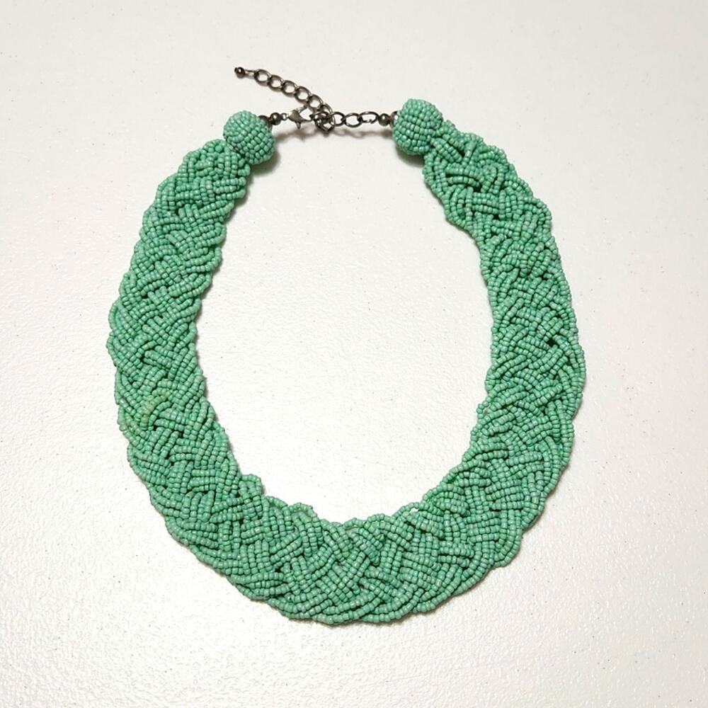 Necklace Seafoam Green Chunky Bead Necklace Lobster Claw Clasp Adjustable